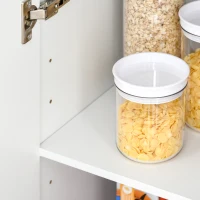 HOMCOM Armário Alto de 2 Portas Móvel Auxiliar de Armazenamento Multifuncional com 5 Prateleiras e Prateleiras Interiores Ajustáveis para Sala Dormitório Cozinha 59x31x155cm Branco(m-10)