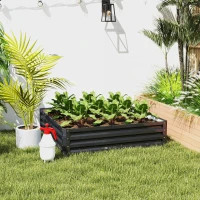 Outsunny Pat de Gradina Inaltat Galvanizat de 120x120x30cm, Jardiniera Pat Inaltat cu Cadru din Otel pentru Legume, Flori, Plante si Plante Aromatice, Gri(m-2)