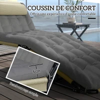 Outsunny Lot de 2 transats bains de soleil pliable avec dossier inclinable 4 positions - appui-tête et matelas épais crème(m-7)