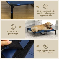 PawHut Brandina per Cani Rialzato con 600D Tessuto a Rete, Lettino per Cani Grandi da Viaggio con Peso fino a 30kg, 91.5x76.2x18 cm, Blu(m-9)