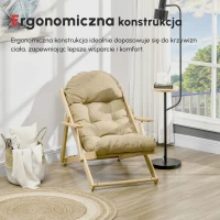 HOMCOM Fotel Akcentowy, Fotel Relaksacyjny, Regulowane Oparcie, Rama z Drewna Bukowego, do 120 kg, Brązowy(m-4)