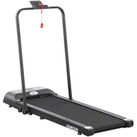 HOMCOM Foldable Walking Treadmill, with LED Display and Wheels, for Home, Office, Gym, Blue(m-11)