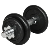 HOMCOM Kurzhantel, Langhantel, 2-in-1, 20 kg, 8 Hantelscheiben, rostfrei, Eisen, schwarz, 95 x 16 x 16Hcm(m-10)