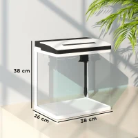 PawHut 28L Glass Aquarium Fish Tank with Filter, LED Lighting, for Betta, Guppy, Mini Parrot Fish, Shrimp, 38 x 26 x 39.5cm(m-3)