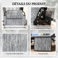 Outsunny Lot de 2 transats bains de soleil pliable avec dossier inclinable 4 positions - appui-tête et matelas épais(m-6)
