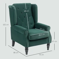 HOMCOM Wingback Accent Chair, Retro Upholstered Button Tufted Occasional Chair for Living Room and Bedroom, Green(m-3)