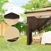 Outsunny 3 x 3(m) Pop Up Gazebo, Height Adjustable Instant Event Shelter with Netting and Carrying Bag, Beige(m-6)