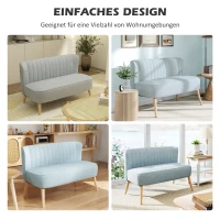 HOMCOM 2-Sitzer Sofa, weiche Polsterung, pflegeleichter Bezug, bis 150 kg, 117 x 56,5 x 77 cm, Hellgrün(m-9)