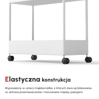 HOMCOM Wózek Kuchenny z 4 Półkami, 4 Elastycznymi Hakami, 4 Kółkami, 40 cm x 19 cm x 90 cm, Wózek Niszowy, Biały(m-5)