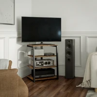 HOMCOM HiFi Stand, with Four Storage Shelves - Rustic Brown(m-9)