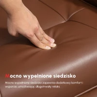 HOMCOM Fotel Relaksacyjny, 145° Regulowane Oparcie, Podnóżek, Skóra Ekologiczna, Obrotowy, do 120 kg, Brązowy(m-6)