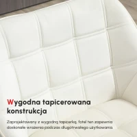 HOMCOM Fotel Tapicerowany, Akcentowy, Design Skandynawski, Wykończenie Aksamitne, do 120 kg, Nogi z Drewna Kauczukowego, Kremowy(m-5)