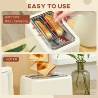 HOMCOM Digital Stainless Steel Kettle and Toaster Set, 1.5L 3000W Fast Boil Kettle, 2 Slice Toaster with 7 Level Browning Controls, Defrost, Reheat, Keep Warm, Crumb Tray and LED Touch Display, Beige(m-8)