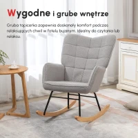 HOMCOM Fotel bujany, krzesło na sprężynach, krzesło akcentowe do 120 kg, poliester, jasnoszary(m-4)