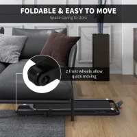 HOMCOM Foldable Walking Treadmill, with LED Display and Wheels, for Home, Office, Gym, Blue(m-4)