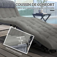 Outsunny Lot de 2 transats bains de soleil pliable avec dossier inclinable 4 positions - appui-tête et matelas épais(m-7)