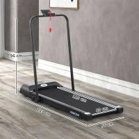 HOMCOM Foldable Walking Treadmill, with LED Display and Wheels, for Home, Office, Gym, Blue(m-3)
