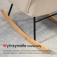 HOMCOM Retro Fotel Bujany, Drewno Lite, Fotel relaksacyjny, 92 cm x 71 cm x 101 cm, Beżowy(m-6)