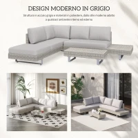 Outsunny Set Giardino Esterno, Salotto da Giardino, Set Divani da Esterno con Tavolino da Giardino, Mobili da Giardino in Rattan Grigio(m-7)