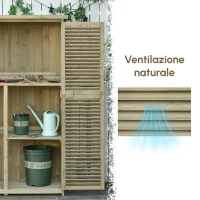 Outsunny Casetta in Legno da Giardino con Tetto Impermeabile, Armadio da Esterno Porta Attrezzi da Giardino con 4 Scompartimenti, 87x46.5x160cm, Grigio(m-7)