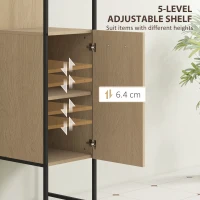HOMCOM Tall Bathroom Cabinet with Open Shelves and Adjustable Shelf - Natural Wood Finish(m-5)
