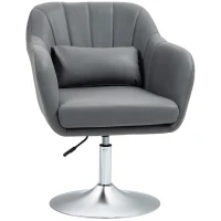 HOMCOM Obrotowy fotel biurowy, regulowany na wysokość, poliester, metal, 60 x 60 x 79-91 cm, Ciemnoszary(m-1)
