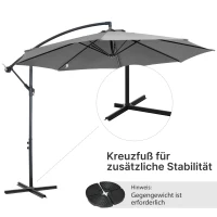 Outsunny Sonnenschirm mit Handkurbel Wetterbeständig  2,95 m x 2,95 m x 2,45 m Polyester Stahl Schwarz(m-6)