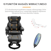 HOMCOM Fotel do masażu z podnóżkiem fotel relaksacyjny nachylenie 145° czarny 79 x 82 x 101 cm(m-6)