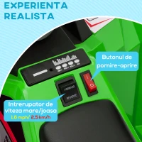 HOMCOM Quad pentru Copii 18-36 de luni din PP si Metal cu Roti Rezistente si Viteza max 2.5 km/h, 70x41.5x48.5 cm, Verde Gri si Negru(m-5)