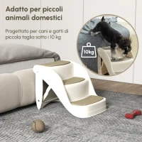 PawHut Scaletta per Cani e Gatti Pieghevole con 3 Gradini Antiscivolo in PP, 49x38x38 cm, Beige(m-7)