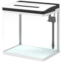 PawHut 13L Glass Aquarium Fish Tank with Filter, LED Lighting, for Betta, Guppy, Mini Parrot Fish, Shrimp, 29 x 20 x 30.5cm(m-11)