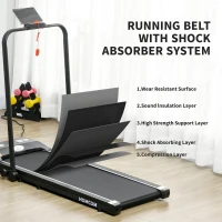 HOMCOM Foldable Walking Treadmill, with LED Display and Wheels, for Home, Office, Gym, Blue(m-7)