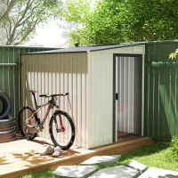 Outsunny 7 x 5ft Galvanised Metal Shed, with Sliding Door - White(m-16)