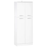 HOMCOM Armário Alto de 2 Portas Móvel Auxiliar de Armazenamento Multifuncional com 5 Prateleiras e Prateleiras Interiores Ajustáveis para Sala Dormitório Cozinha 59x31x155cm Branco(m-11)
