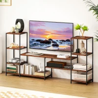 HOMCOM TV Unit for TVs up to 55 Inches, Industrial TV Stand with Storage Shelves, Entertainment Centre for Living Room, Bedroom(m-2)
