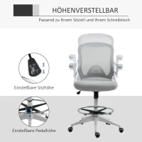 Vinsetto Bürosessel, Schreibtischstuhl, Stehfunktion, mit Fußablage, drehbarer Sitz, Stahl, schwarz, 64 x 60 x 106-126cm(m-4)