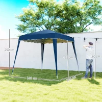 Outsunny 3 M x 3 M Base/ 2.5 M x 2.5 M Top Pop Up Gazebo, 2 Person Setup Instant with Carry Bag, Height Adjustable Slant Leg Party Tent Instant Event Shelter for Garden, Patio(m-3)