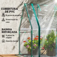 Outsunny Estufa Pequena Porta com Fecho de Correr Base de Tecido PE Impermeável e Estrutura de Aço Estufa  90x90x105 cm Transparente(m-4)