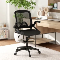 Vinsetto Sedia da Ufficio Traspirante ad Altezza Regolabile con Braccioli Ribaltabili, 64x60x106-126 cm, Nera(m-2)