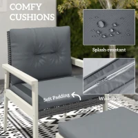 Outsunny Five-Piece Rattan Patio Set, with Wood-Top Table - Grey(m-6)