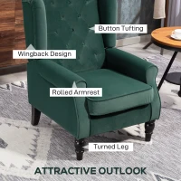 HOMCOM Wingback Accent Chair, Retro Upholstered Button Tufted Occasional Chair for Living Room and Bedroom, Green(m-4)