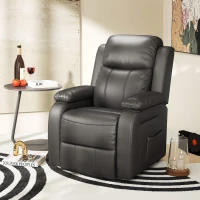 HOMCOM Poltrona Relax Levanta Pessoas com Controle Remoto Reclinação Elétrica de 160° Apoio para os Pés Encosto Estofado em PU e Bolsos Laterais 76x90x105cm Preto(m-8)