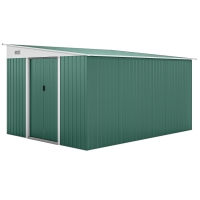 Outsunny Cobertizo de Jardín Exterior 8,9 m² 280x345x201 cm con Puerta y 2 Ventanas para Almacenamiento de Herramientas Verde