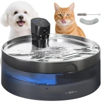 PawHut 7L Drinkfontein voor Huisdieren met Stille Pomp LED Actieve Koolstoffilter Roestvrij Staal 30,6 x 30,6 x 17,2 cm(m-10)