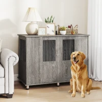 PawHut Dog Crate Table for Medium and Large Dogs with Magnetic Door for Indoor Use, 114 x 60 x 82 cm, Grey(m-10)