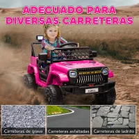 AIYAPLAY Coche Eléctrico para Niños con Batería 12V Mando a Distancia Velocidad Ajustable USB Faros Bocina Rosa Fucsia(m-6)