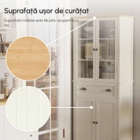 HOMCOM Bufet Independent de Bucatarie, Dulap de Depozitare pe 5 Nivele cu Rafturi Reglabile si Sertar, Alb-Crem(m-8)