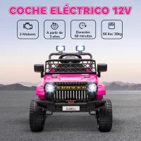 AIYAPLAY Coche Eléctrico para Niños con Batería 12V Mando a Distancia Velocidad Ajustable USB Faros Bocina Rosa Fucsia(m-4)
