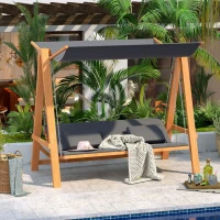 Outsunny Dondolo da Giardino 3 Posti Convertibile in Letto Matrimoniale, 225.5x113x180cm(m-2)