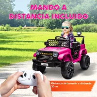AIYAPLAY Coche Eléctrico para Niños con Batería 12V Mando a Distancia Velocidad Ajustable USB Faros Bocina Rosa Fucsia(m-7)